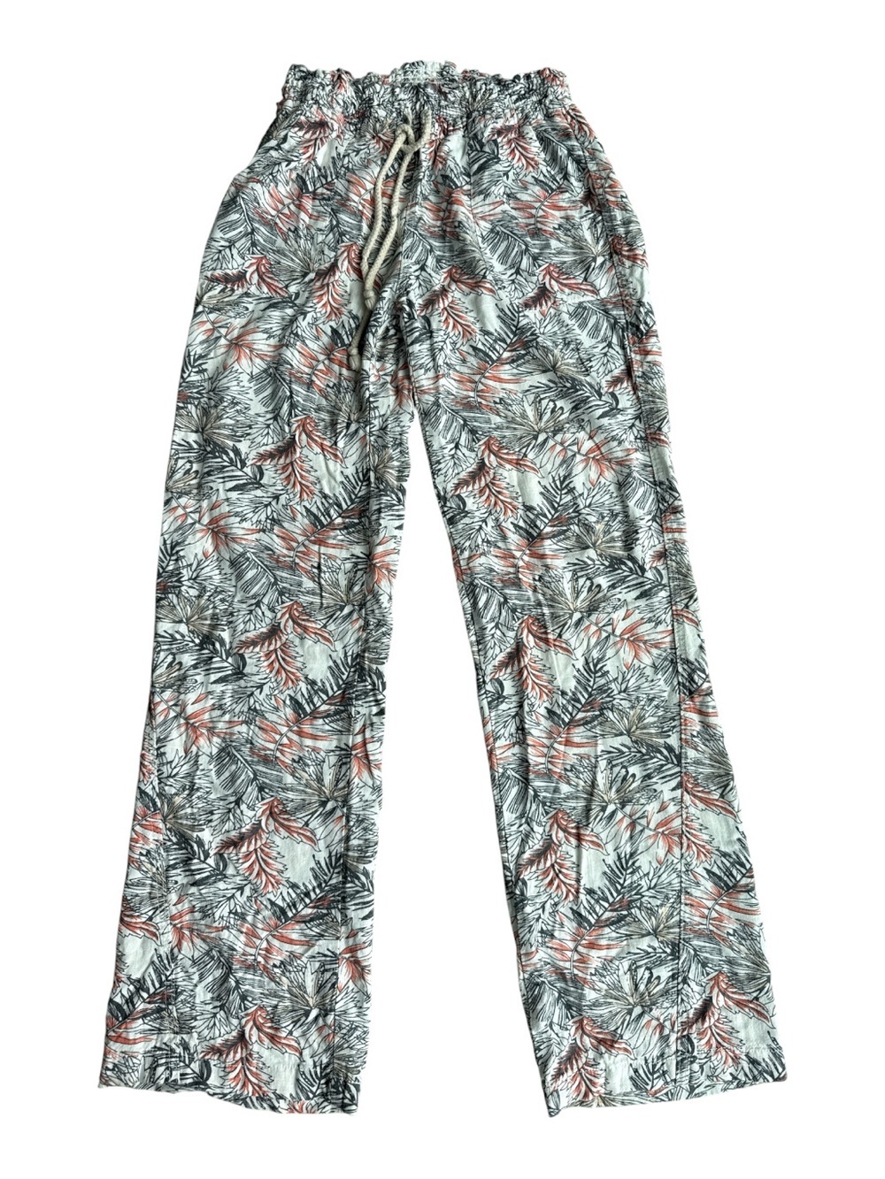Cali 1850 Los Angeles Floral Tropic Wide Leg Linen Blend Pants Stretch
